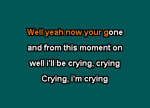 Well yeah now your gone

and from this moment on

well i'll be crying, crying

Crying, i'm crying