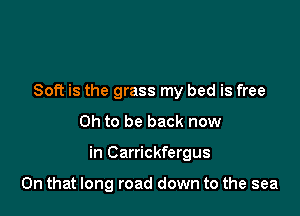 Soft is the grass my bed is free
Oh to be back now

in Carrickfergus

On that long road down to the sea