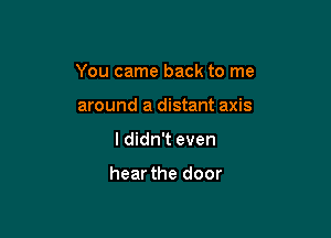 You came back to me

around a distant axis
I didn't even

hear the door