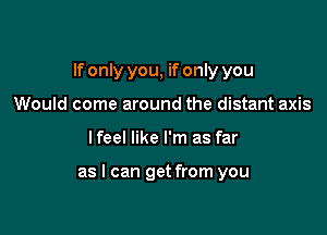 If only you, if only you

Would come around the distant axis
lfeel like I'm as far

as I can get from you