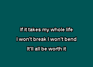 If it takes my whole life

I won't break I won't bend
It'll all be worth it
