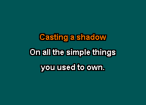 Casting a shadow

On all the simple things

you used to own.