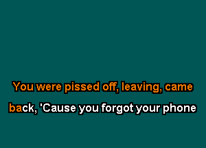 You were pissed off. leaving, came

back, 'Cause you forgot your phone