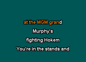 at the MGM grand
Murphy's

fighting Hokem

You're in the stands and