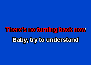 There's no turning back now

Baby, try to understand