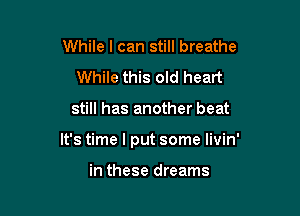 While I can still breathe
While this old heart

still has another beat

It's time I put some livin'

in these dreams