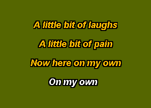 A little bit of laughs
A little bit of pain

Now here on my own

On my own