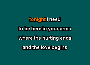 tonight i need

to be here in your arms

where the hurting ends

and the love begins