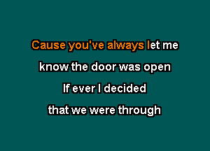 Cause you've always let me
know the door was open

If ever I decided

that we were through