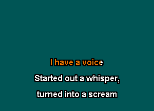 l have a voice

Started out a whisper,

turned into a scream