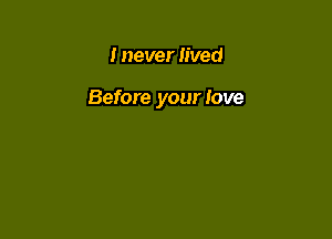 I never lived

Before your love