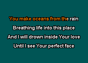 You make oceans from the rain
Breathing life into this place
And I will drown inside Your love

Until I see Your perfect face