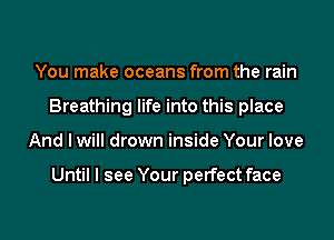 You make oceans from the rain
Breathing life into this place
And I will drown inside Your love

Until I see Your perfect face