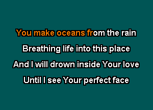You make oceans from the rain
Breathing life into this place
And I will drown inside Your love

Until I see Your perfect face