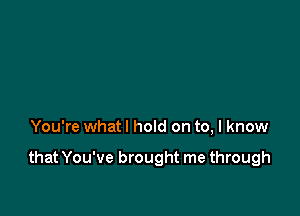 You're what I hold on to, I know

that You've brought me through