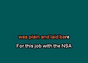 was plain and laid bare
For thisjob with the NSA