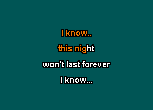 I know..
this night

won't last forever

i know...