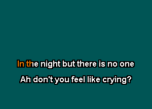 In the night but there is no one

Ah don't you feel like crying?