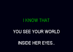 YOU SEE YOUR WORLD

INSIDE HER EYES..