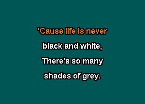'Cause life is never

black and white,

There's so many

shades of grey.