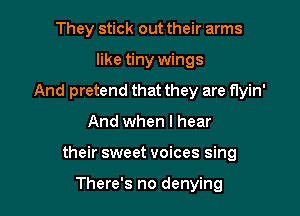 They stick out their arms

like tiny wings

And pretend that they are flyin'

And when I hear
their sweet voices sing

There's no denying
