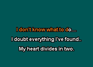 I don t know what to do....

I doubt everything I've found..
My heart divides in two.