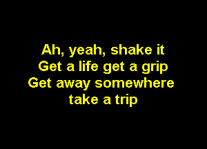 Ah, yeah, shake it
Get a life get a grip

Get away somewhere
take a trip