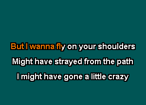 But I wanna fly on your shoulders
Might have strayed from the path

I might have gone a little crazy