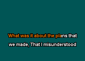 What was it about the plans that

we made, Thatl misunderstood