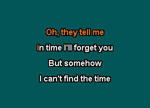 Oh, they tell me

in time I'll forget you

But somehow

lcan't find the time