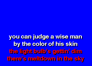 you can judge a wise man
by the color of his skin