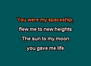 You were my spaceship,

flew me to new heights
The sun to my moon

you gave me life