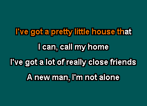 I've got a pretty little house that

loan. call my home

I've got a lot of really close friends

A new man, I'm not alone