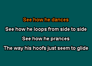 See how he dances
See how he loops from side to side

See how he prances

The way his hoofsjust seem to glide