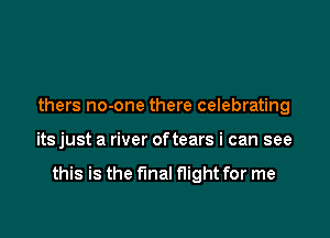 thers no-one there celebrating

its just a river oftears i can see

this is the final flight for me