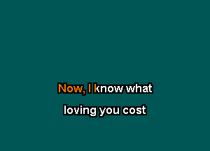 Now, I know what

loving you cost
