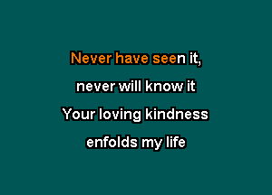 Never have seen it,

never will know it

Your loving kindness

enfolds my life