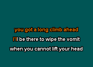 you got a long climb ahead

I'll be there to wipe the vomit

when you cannot lift your head