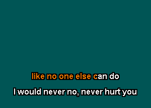 like no one else can do

I would never no, never hurt you