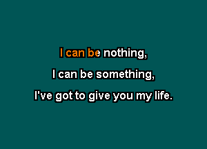 I can be nothing,

I can be something,

I've got to give you my life.