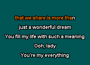 that we share is more than

just a wonderful dream

You fill my life with such a meaning
Ooh, lady

You're my everything