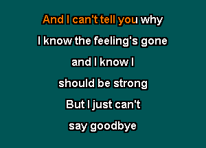 And I can't tell you why

lknow the feeling's gone

and l knowl
should be strong
But ljust can't

say goodbye