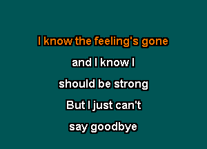 lknow the feeling's gone

and l knowl
should be strong
But ljust can't

say goodbye