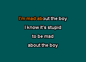 I'm mad about the boy

I know it's stupid
to be mad

about the boy