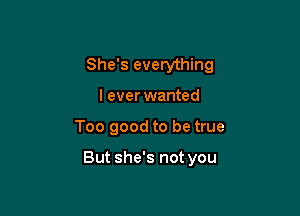 She's everything

I ever wanted
Too good to be true

But she's not you