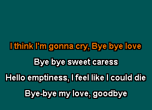 lthink I'm gonna cry, Bye bye love
Bye bye sweet caress

Hello emptiness. I feel like I could die

Bye-bye my love, goodbye