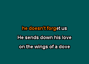 he doesn't forget us

He sends down his love

on the wings of a dove