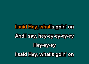 lsaid Hey, what's goin' on

And I say, hey-ey-ey-ey-ey

Hey-ey-ey
I said Hey, what's goin' on