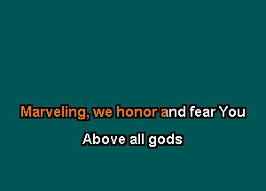 Marveling, we honor and fear You

Above all gods