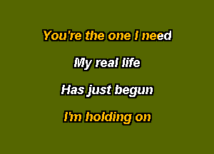 You're the one Ineed

My real Iife

Has just begun

I'm holding on